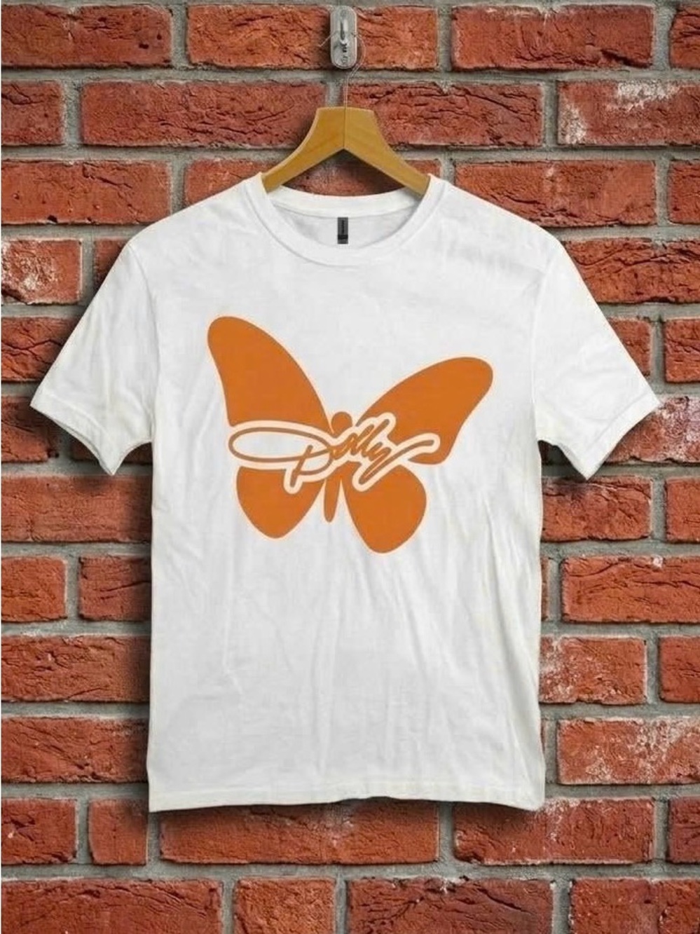 Dolly Parton Butterfly Graphic T-shirt Country Music Retro White Tee